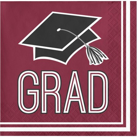 CREATIVE CONVERTING Graduation School Spirit Burgundy Red Beverage Napkins, 5"x5", 360PK 320041